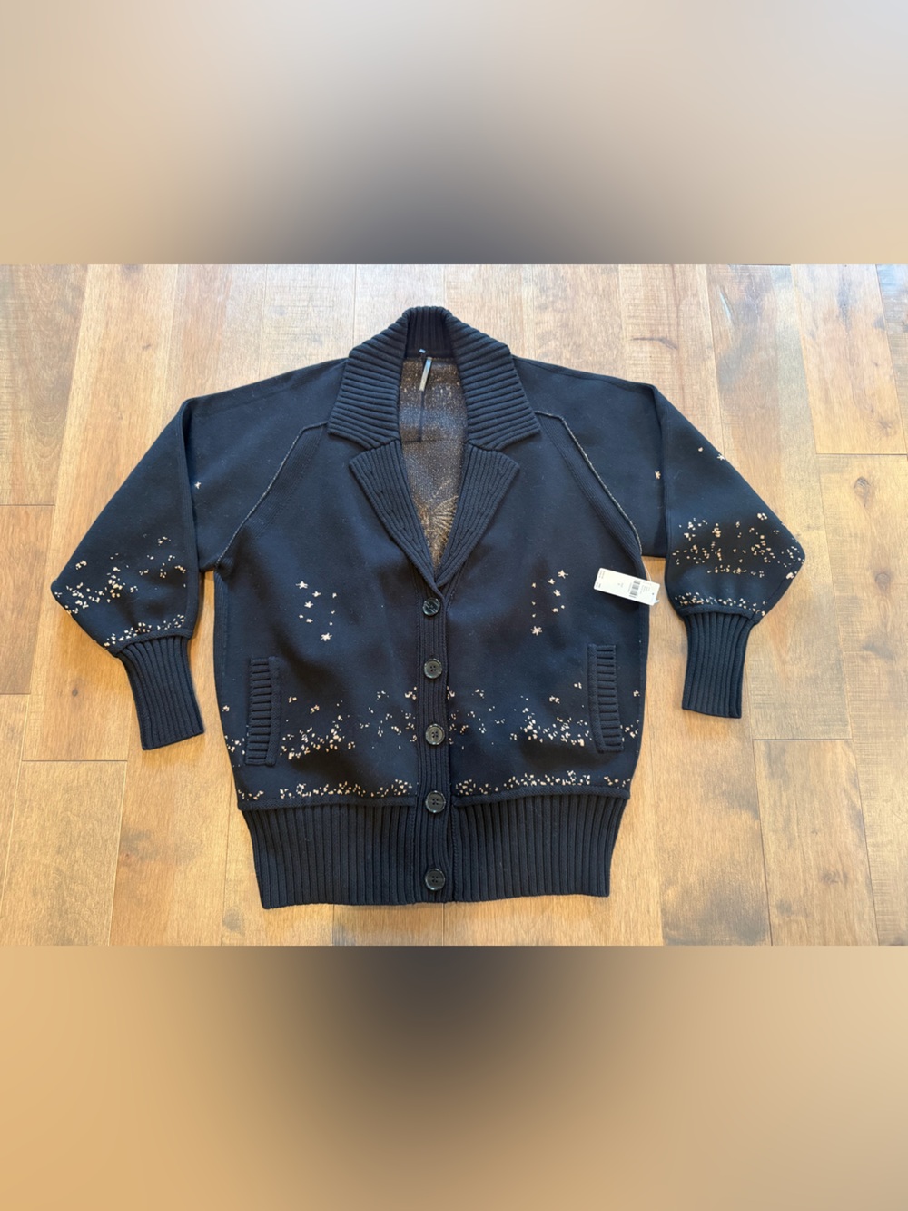 NWT By Anthropologie Collared V-
Neck Cardigan - Metallic Butterfly - Small - Picture 5 of 12